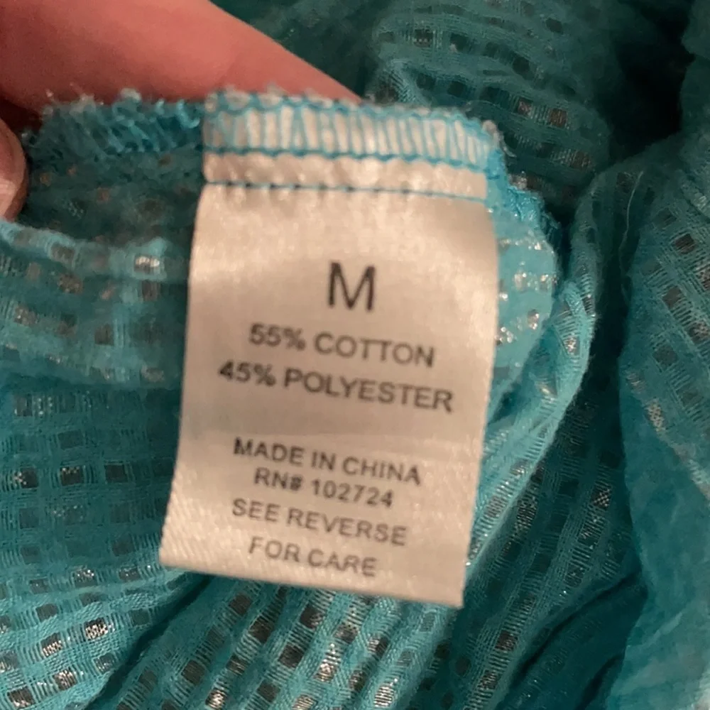 Turquoise Ruffle Button Top Medium - Picture 6 of 8